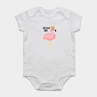Flamingo, Birthday Girl Gift Princess Baby Bodysuit